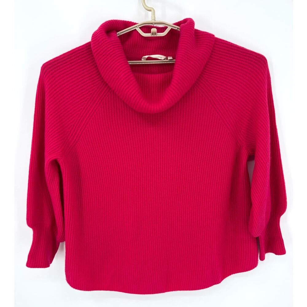 Soft Surroundings 100% Cashmere Cowl Neck Ribbed Sweater Bright Pink Size 1X